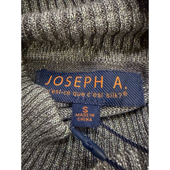 Joseph A Womens Silver Metallic Long Sleeve Turtleneck Sweater Size S NWT $55 - Picture 5 of 9